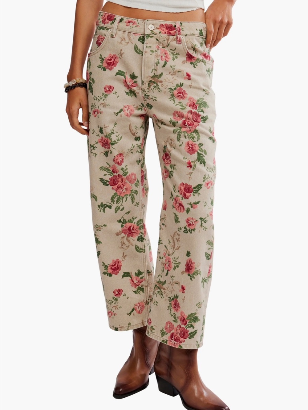 We the free Deep Trance Floral barrel wide Leg Ankle Jeans 31 new - Picture 5 of 9